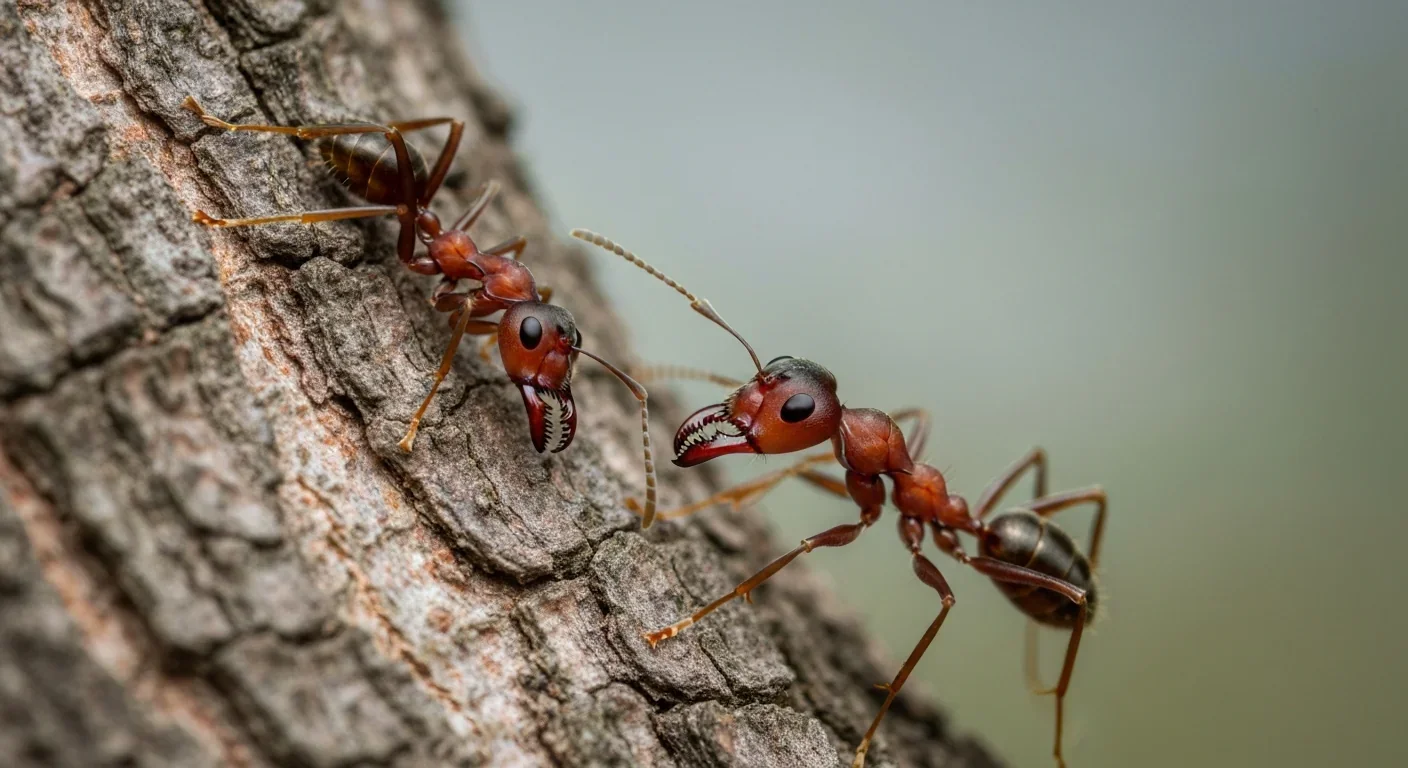 Pseudomyrmex ants in aggressive defensive posture protecting their acacia host tree