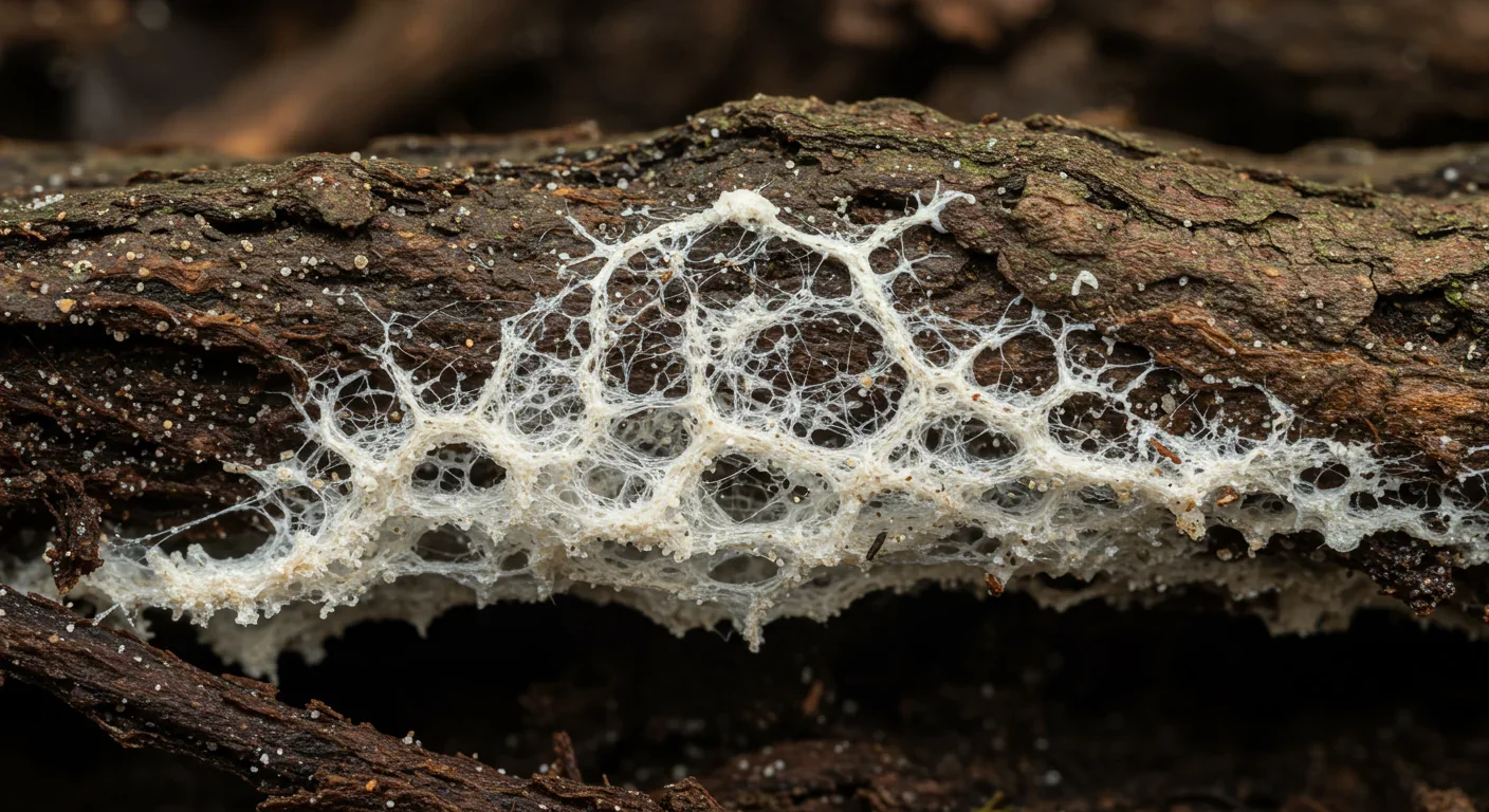 Mycorrhizal fungal networks connecting with tree roots in a symbiotic relationship