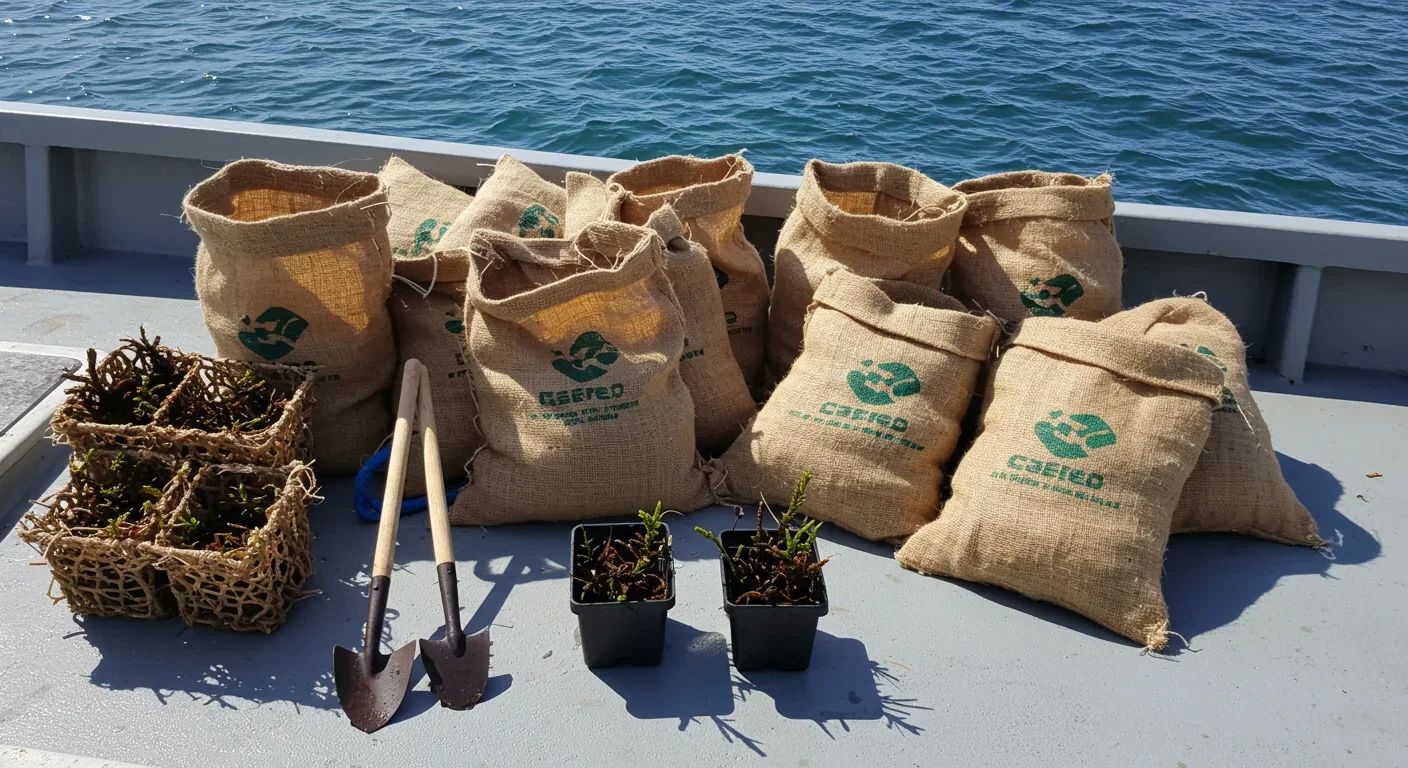 Seagrass restoration equipment and biodegradable planting bags