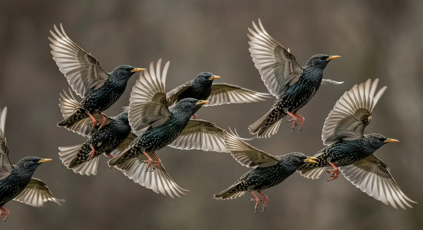 European starlings maintaining precise lateral spacing during coordinated flight