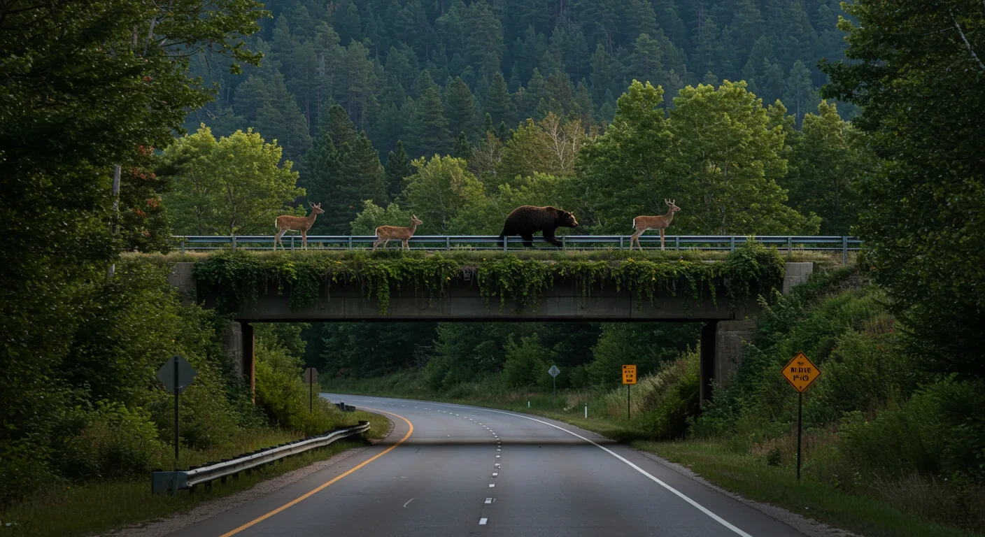 Wildlife crossing structure demonstrating infrastructure that protects apex predator populations and reduces vehicle collisions