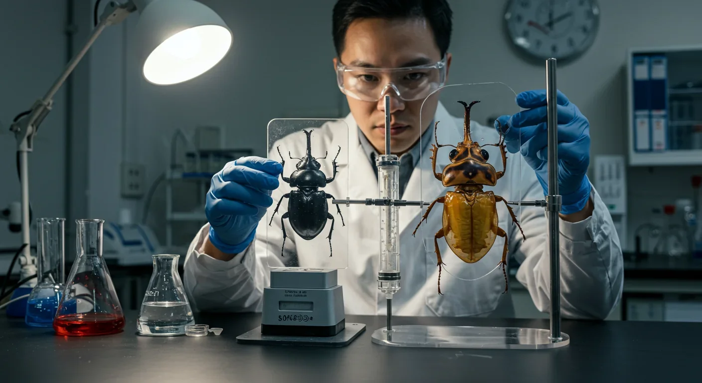 Bombardier beetle internal anatomy showing two-chamber defense system