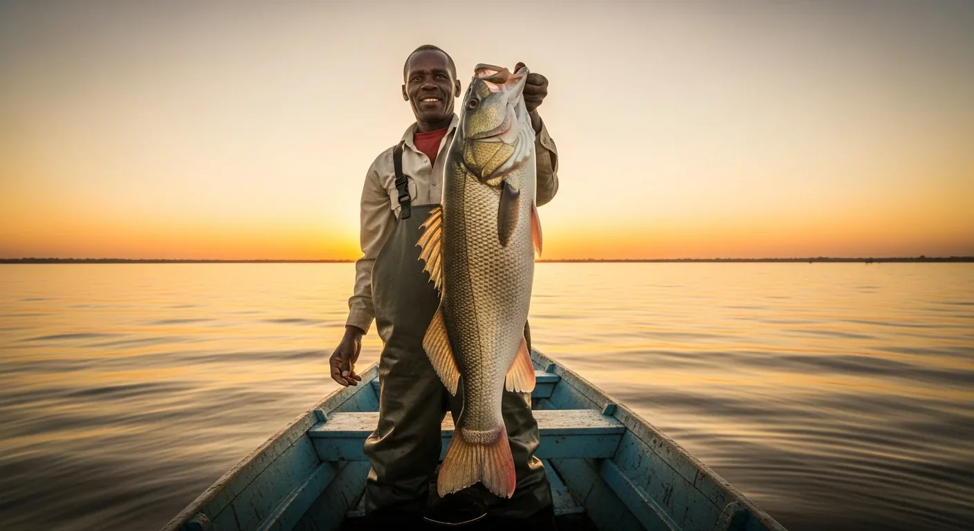 Large Nile perch caught in Lake Victoria demonstrating predator impact on cichlids