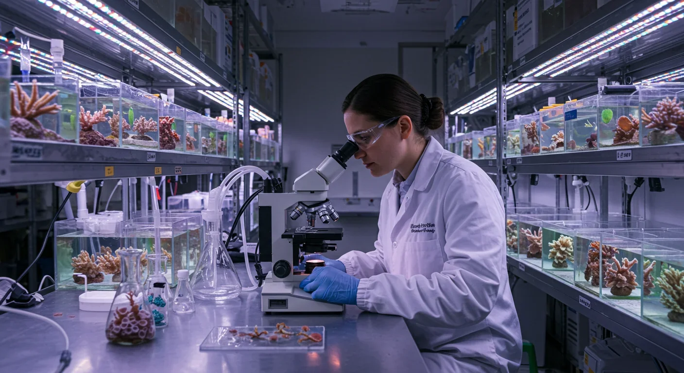 Close-up view of healthy coral polyps showing extended tentacles and symbiotic algae within tissue