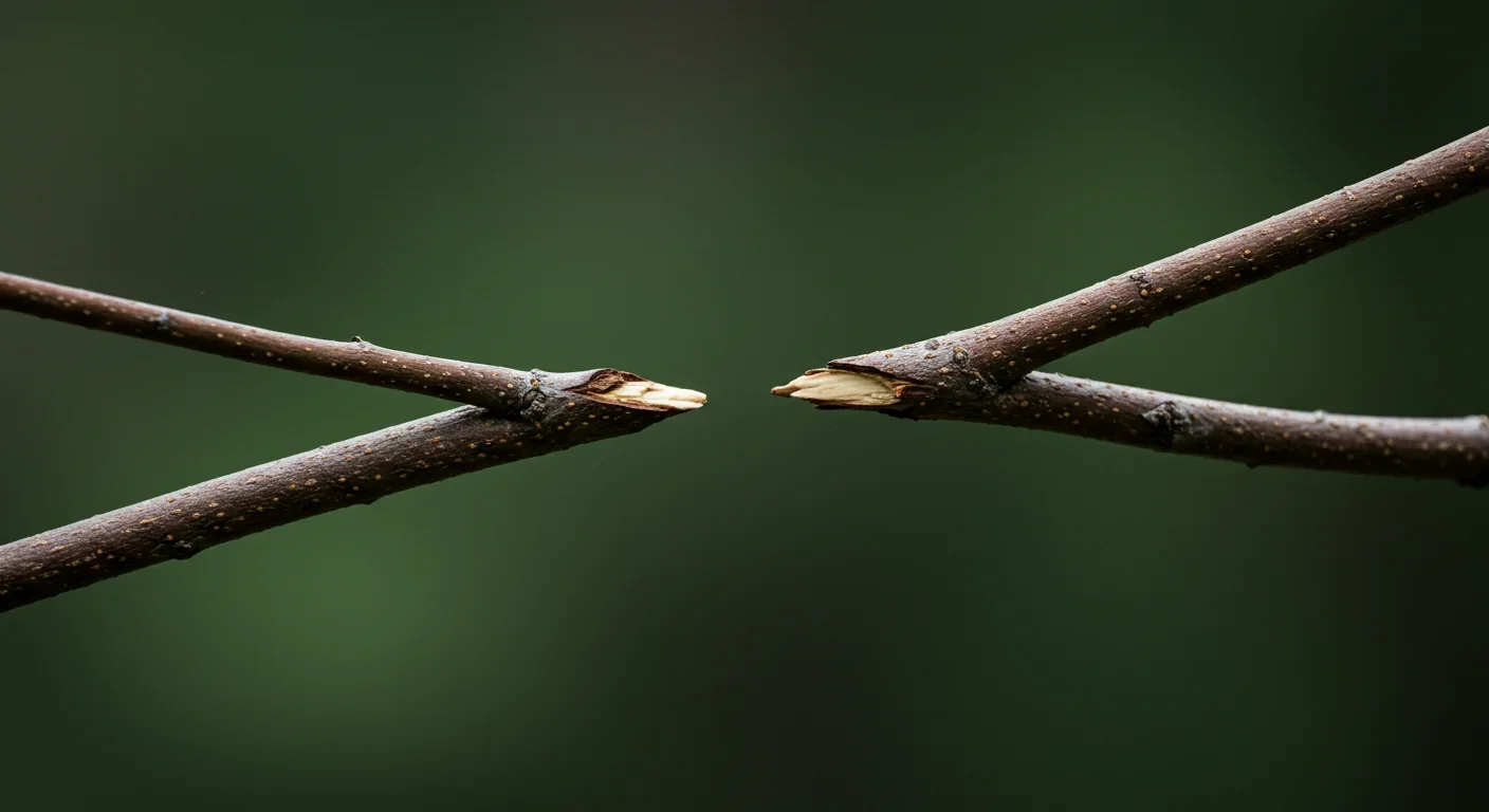 Tree branches swaying in wind showing how mechanical abrasion maintains crown shyness gaps between neighboring trees
