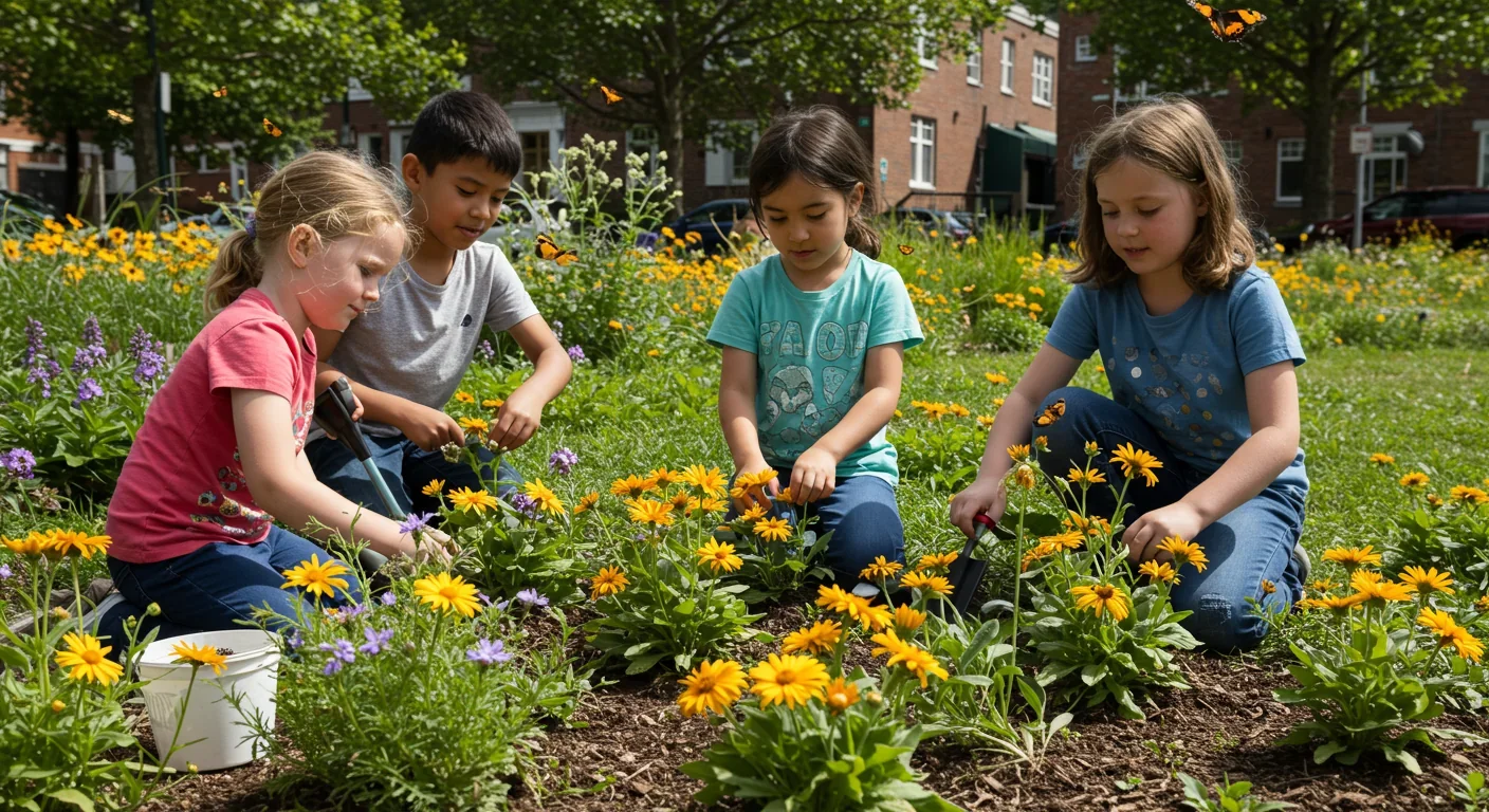 Diverse group of volunteers planting native trees in habitat restoration project
