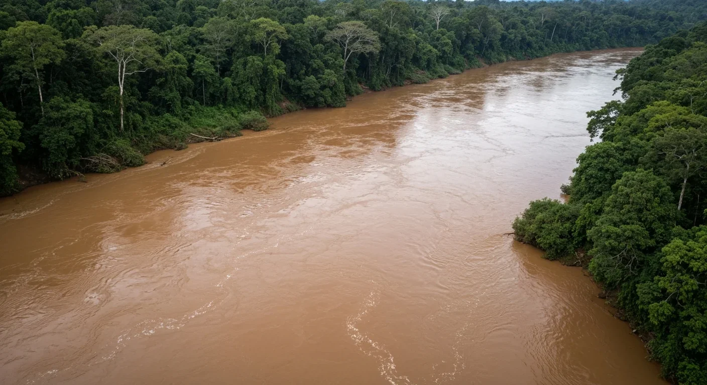 Murky tropical river showing the low-visibility environment where electric fish evolved their sophisticated sensory systems