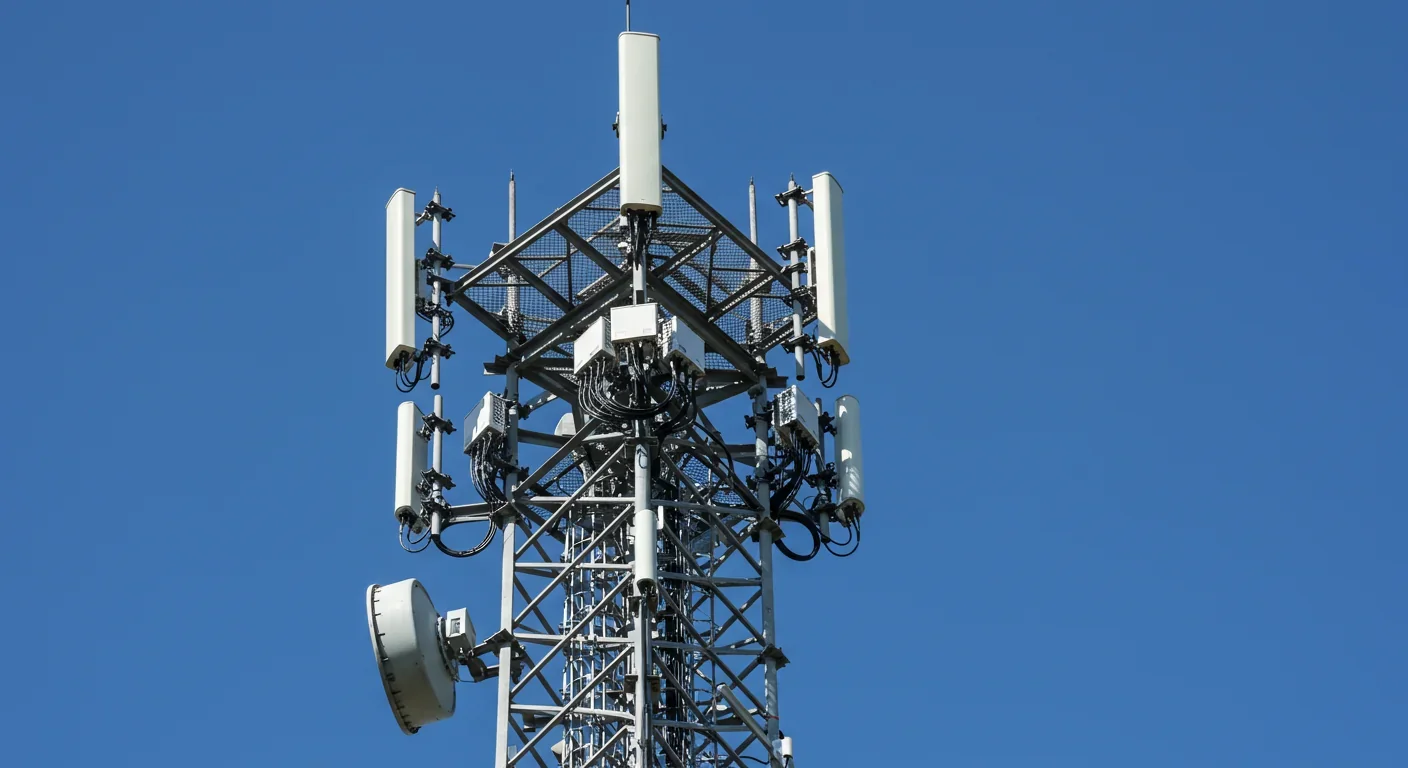 Cell phone tower with multiple antennas emitting electromagnetic signals that can interfere with bird navigation