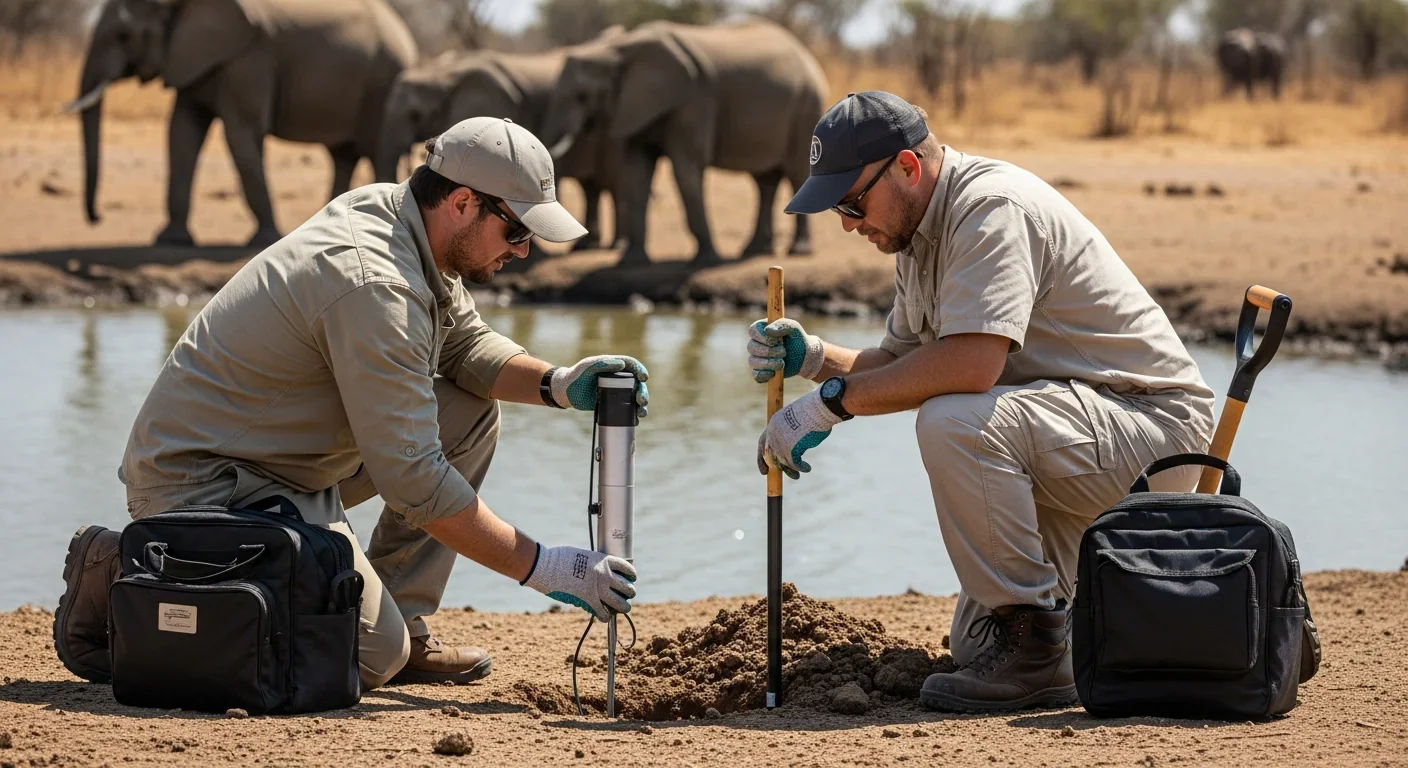 Researchers installing seismic sensors to monitor elephant communication