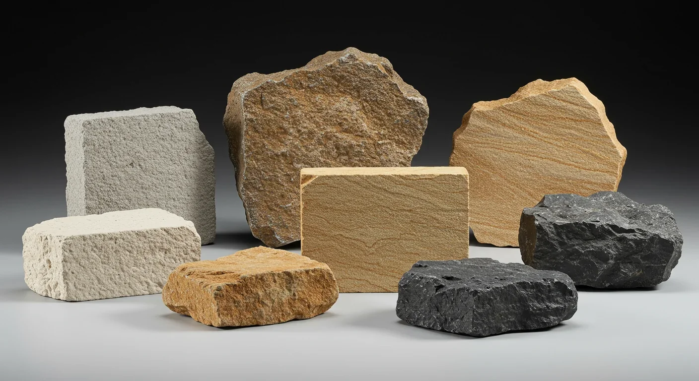 Array of diverse rock types that can host endolithic microbial communities