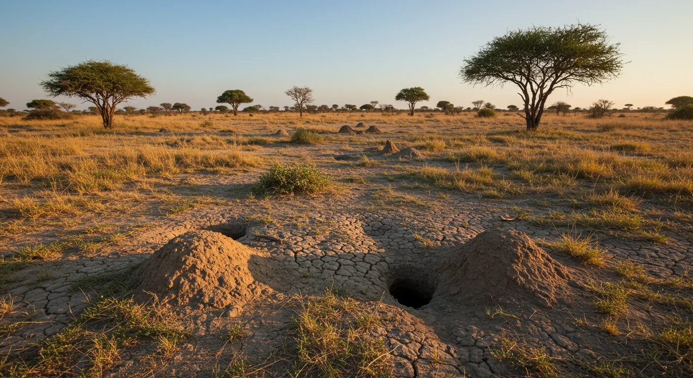 Dry East African landscape showing harsh environment where naked mole rats evolved