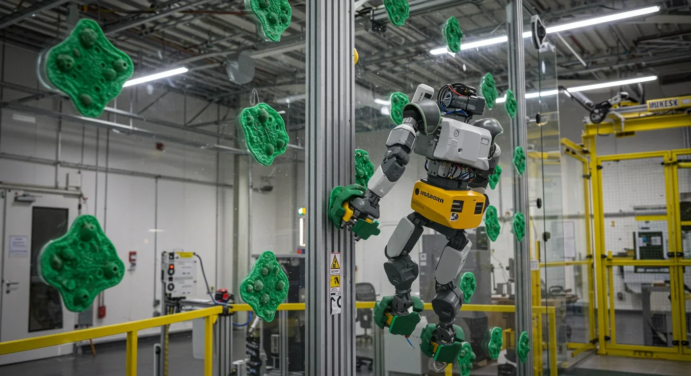 Gecko-inspired climbing robot ascending glass building using biomimetic adhesive pads