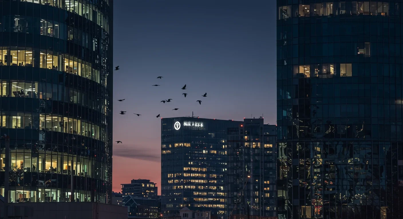 City lights at night creating light pollution hazard for migrating birds