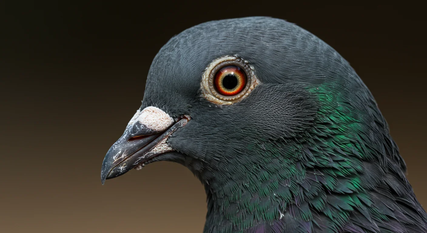 Close-up of pigeon beak where magnetite crystals are located for magnetic field detection