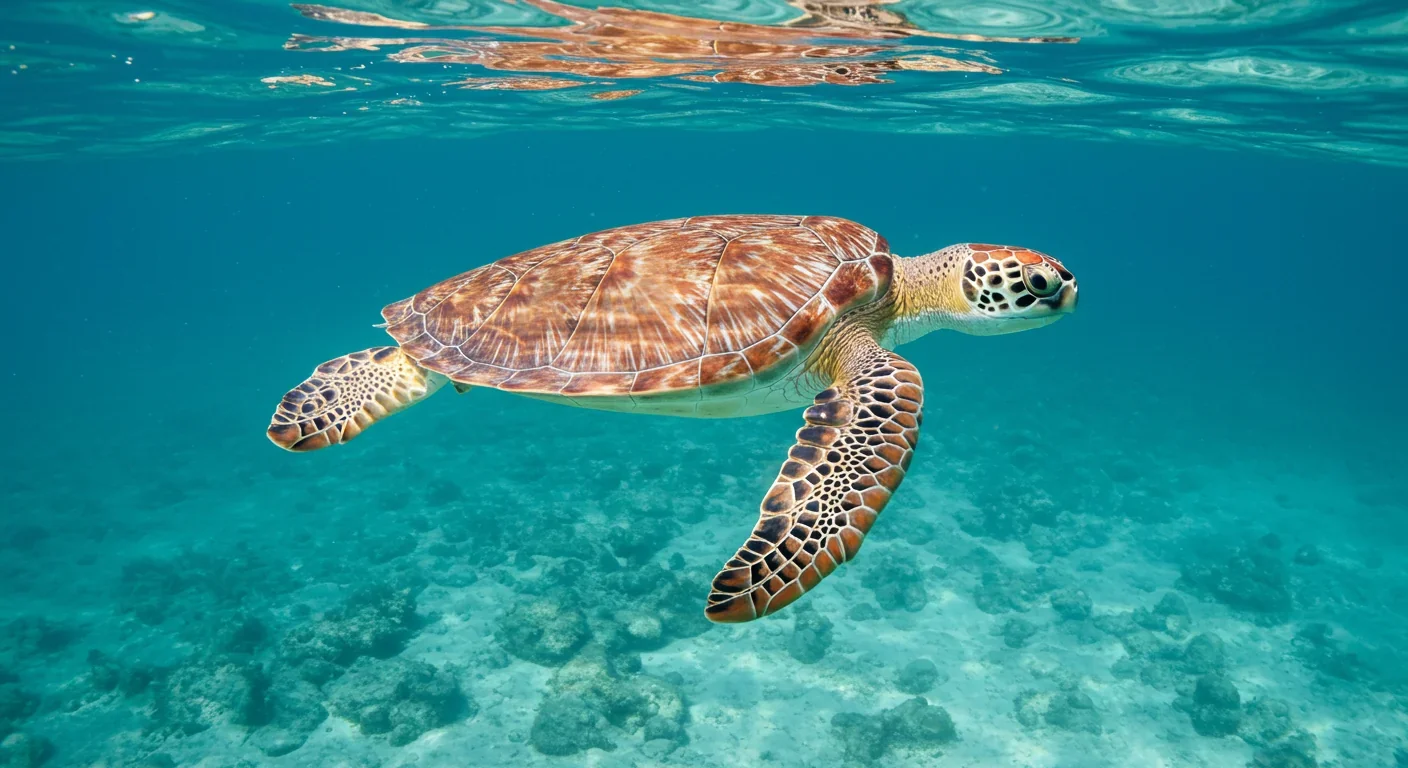 Sea turtle swimming in ocean demonstrating another species that uses magnetoreception for navigation