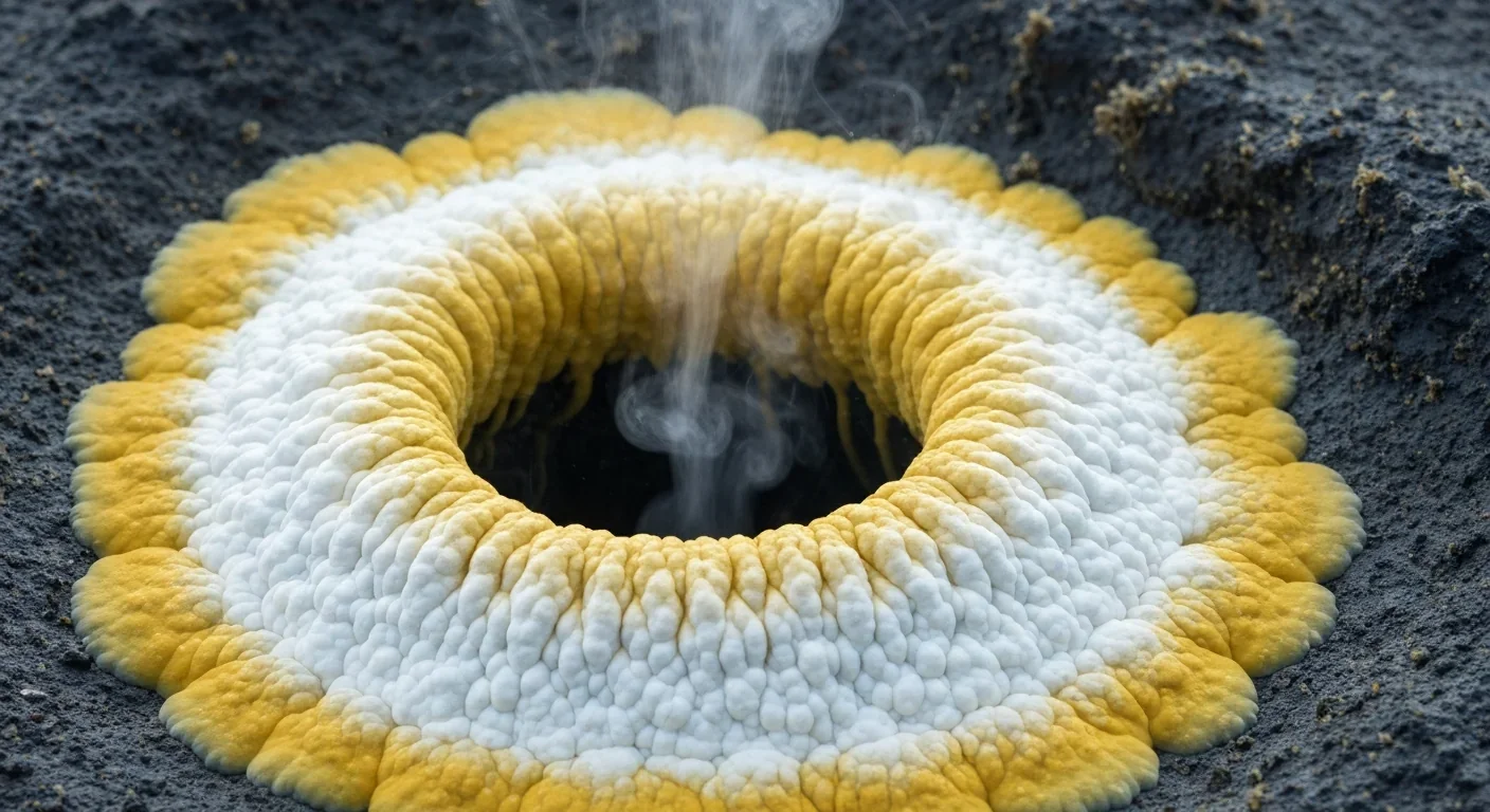 Chemosynthetic bacterial mats surrounding a hydrothermal vent opening