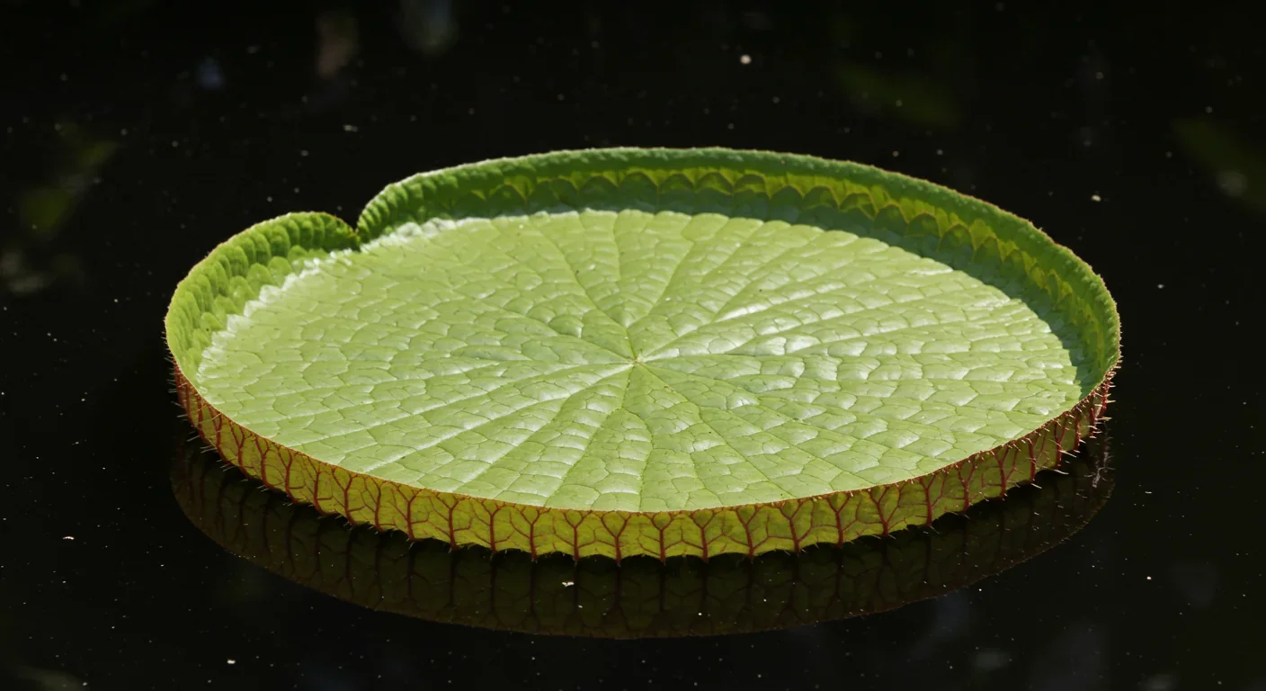 Royal Water Lily leaf showing radial fractal vein structure optimized for both transport and structural support