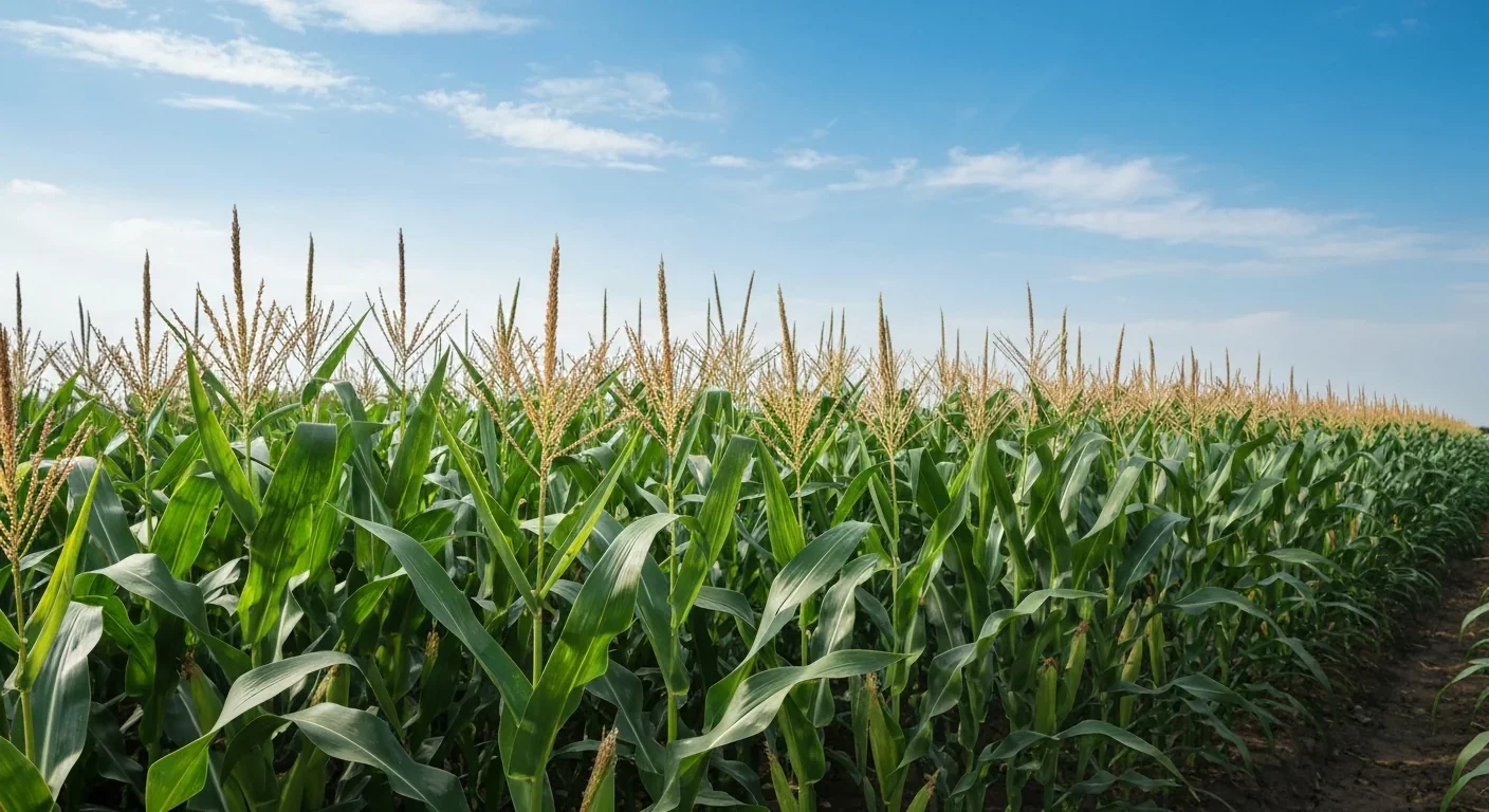 Thriving cornfield representing the future of self-fertilizing sustainable agriculture