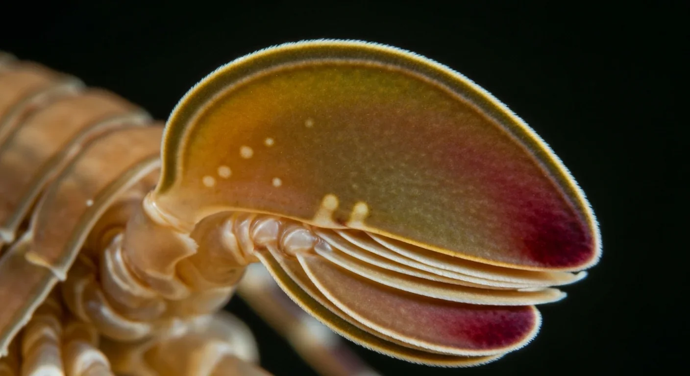 Close-up of mantis shrimp club showing saddle-shaped spring structure