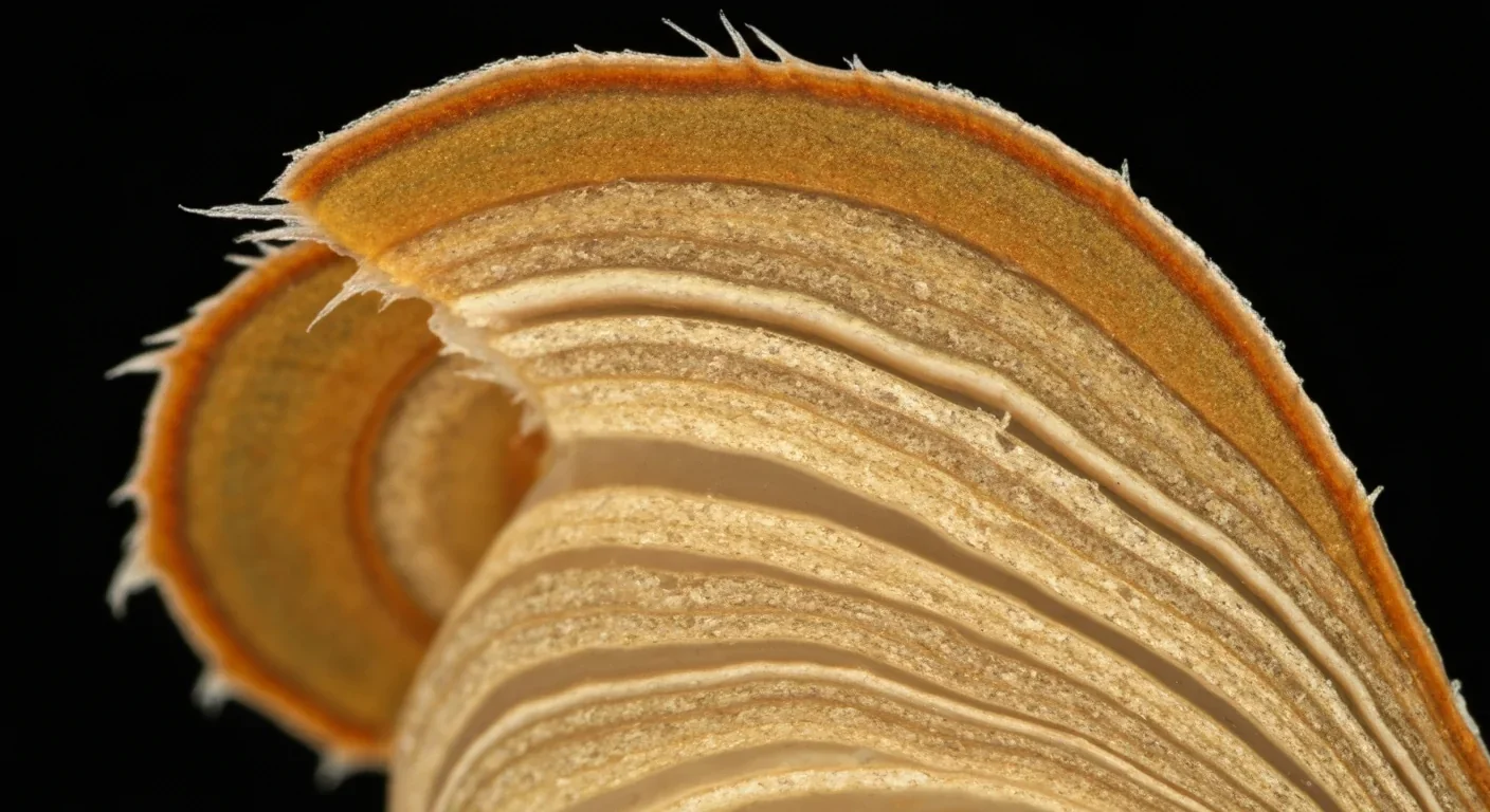 Cross-section revealing the Bouligand helix structure in mantis shrimp club