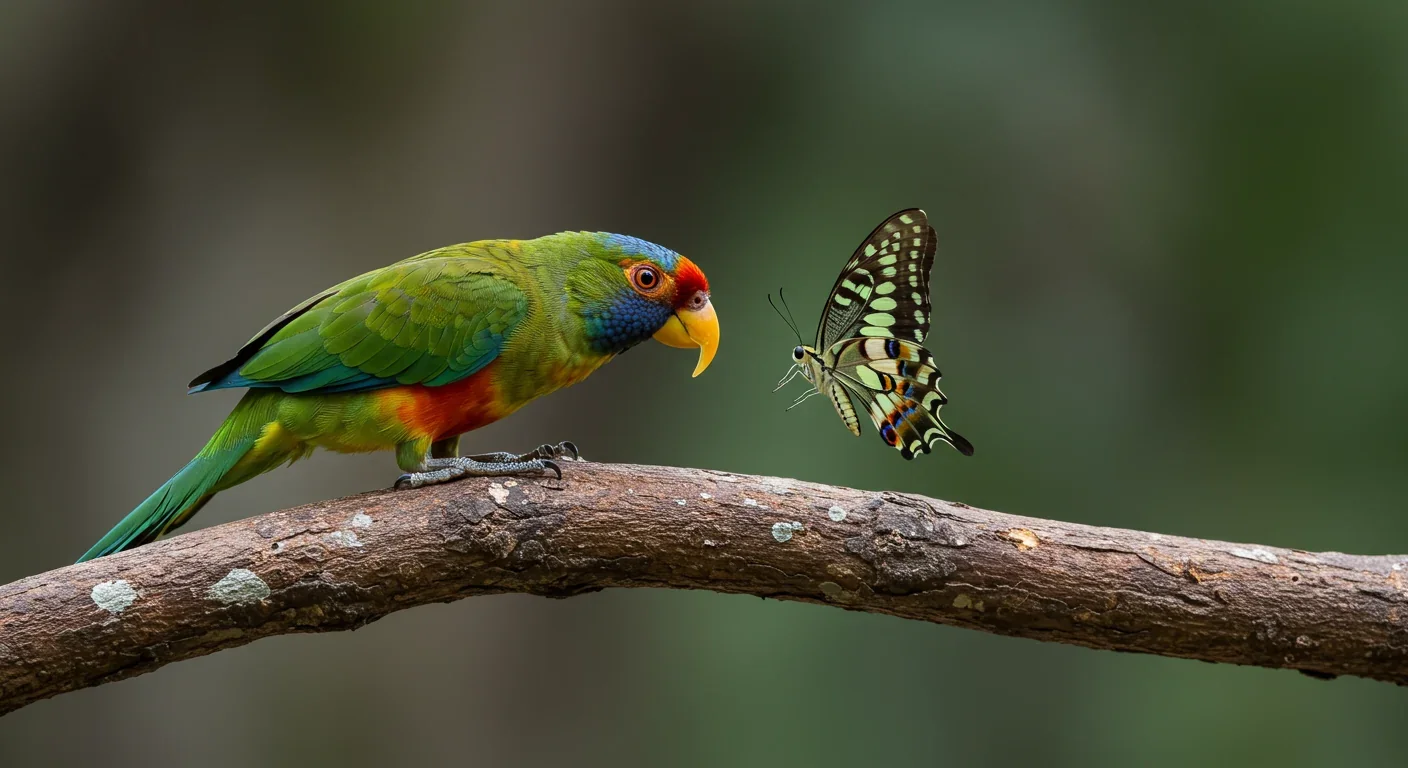Bird predator learning to avoid brightly colored toxic butterfly through visual warning signals