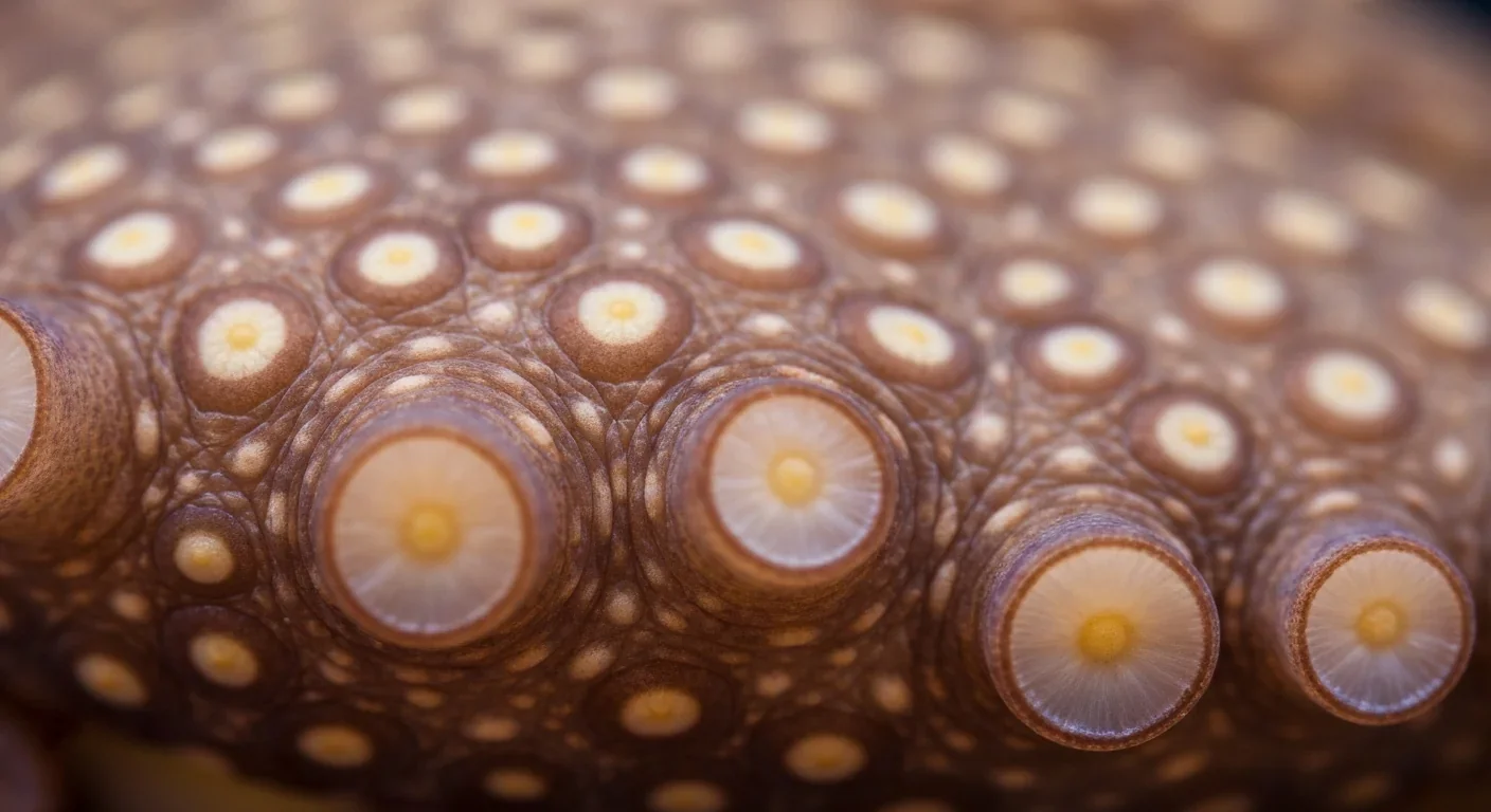 Close-up view of octopus skin showing individual chromatophore color cells