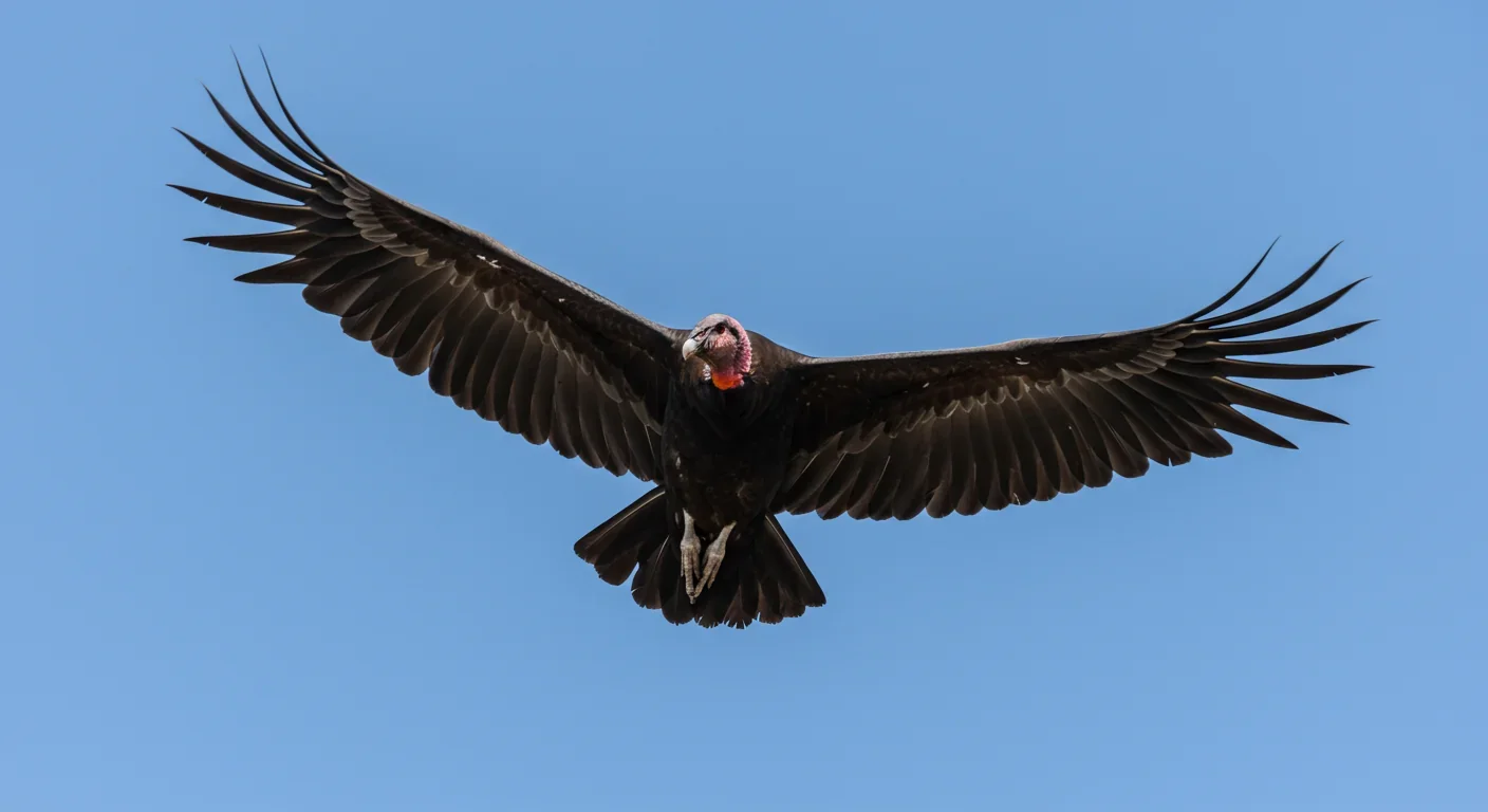 California condor soaring in flight, a critically endangered species that can reproduce through parthenogenesis