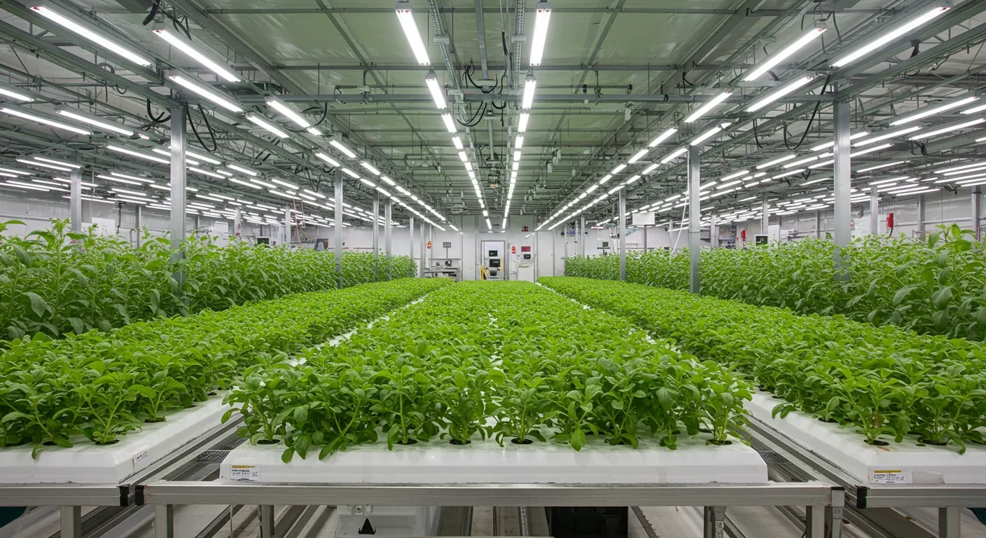 Modern greenhouse with plants and monitoring technology for precision agriculture