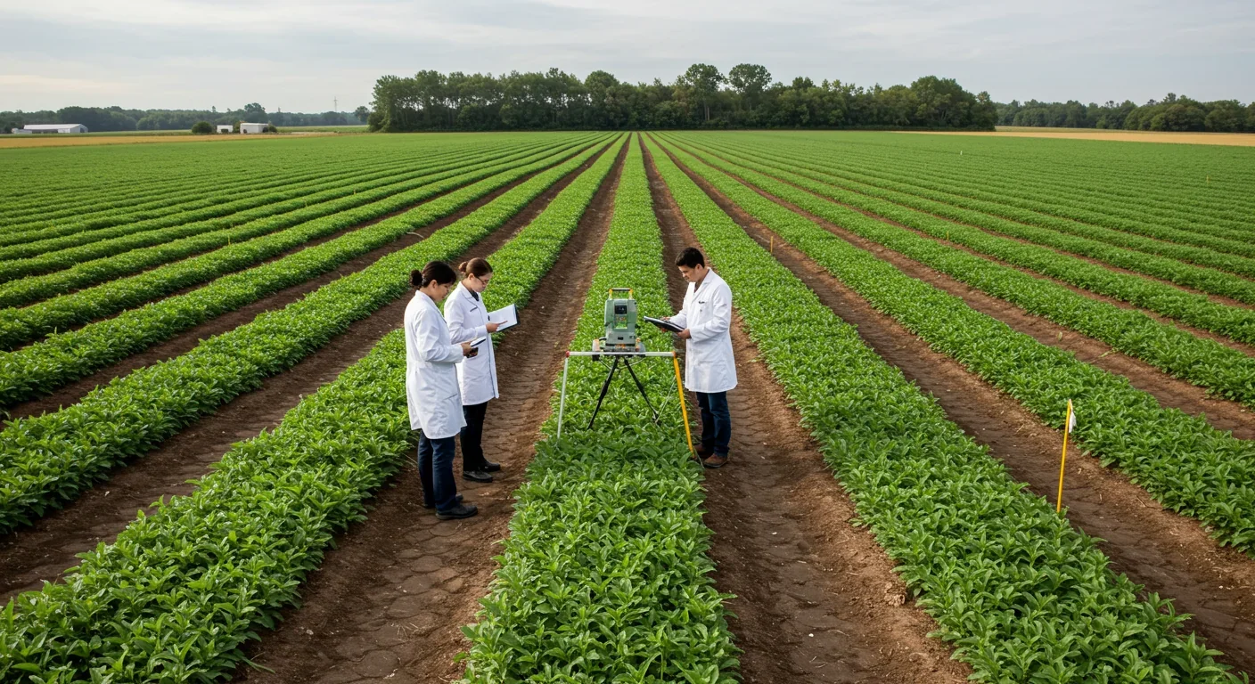 Scientists examining hyperaccumulator plants in experimental phytomining field operation