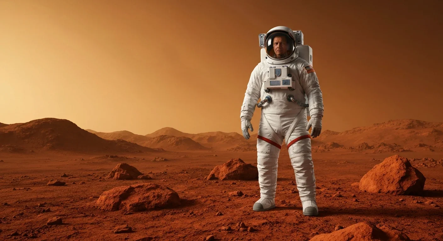 Astronaut on Mars surface where fungal radiation shields could protect future missions