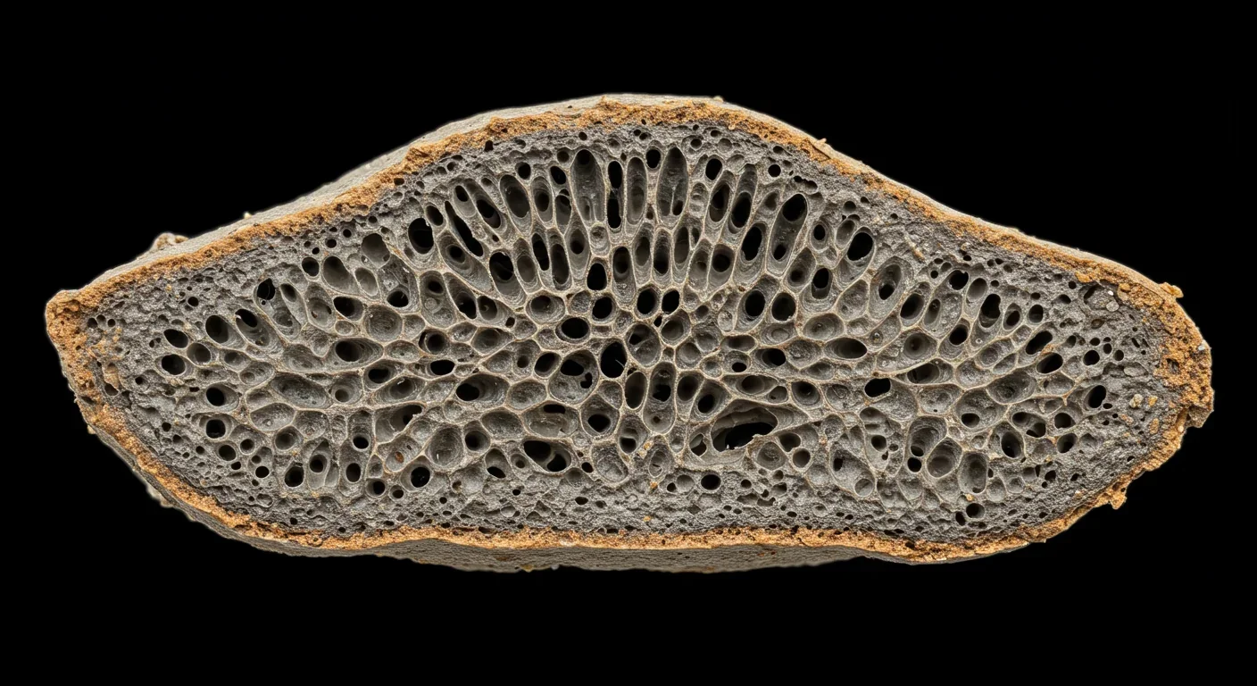 Cross-section of termite fungal comb showing layered agricultural structure