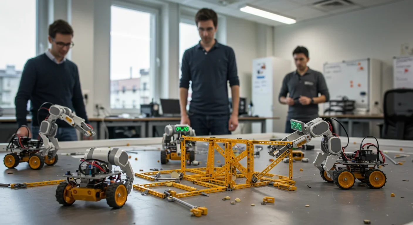 Swarm robots collaborating on construction task