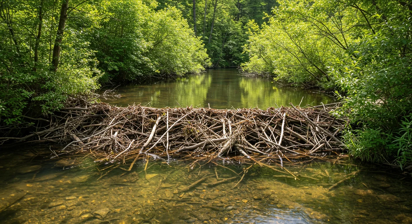 Beaver dam with dense willow growth along Yellowstone stream showing ecosystem recovery